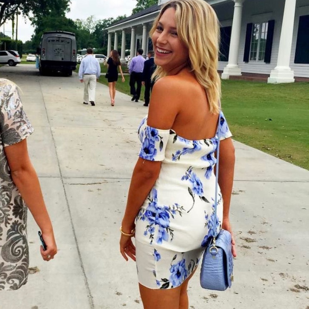 Flower printed fitted dress